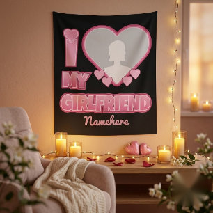 Custom I Liebe My Girlfriend - Foto & Name hinzufü Wandteppich
