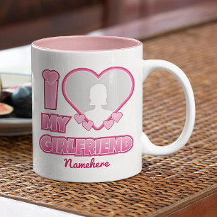 Custom I Liebe My Girlfriend - Foto & Name hinzufü Zweifarbige Tasse