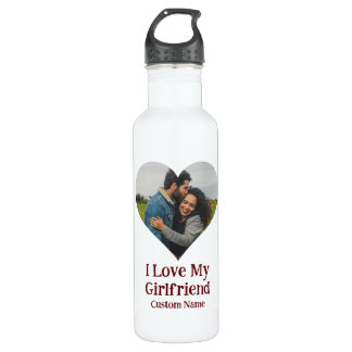Custom I Liebe My Girlfriend Heart Foto Edelstahlflasche