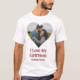 Custom I Liebe My Girlfriend Heart Foto T-Shirt