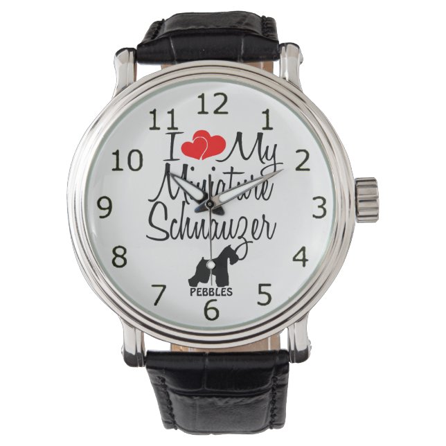 Custom I Liebe My Miniature Schnauzer Watch Armbanduhr (Vorderseite)