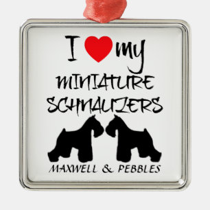Custom I Liebe My Miniature Schnauzers Silbernes Ornament