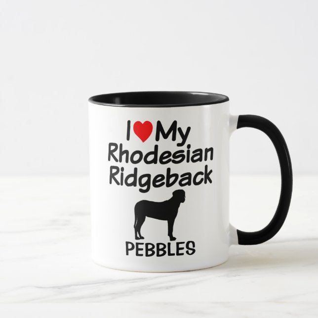 Custom I Liebe My Rhodesian Ridgeback Dog Tasse (Rechts)