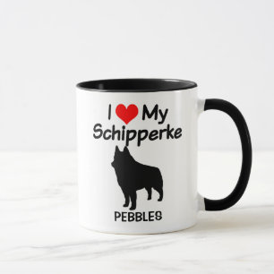 Custom I Liebe My Schipperke Dog Silhouette Tasse