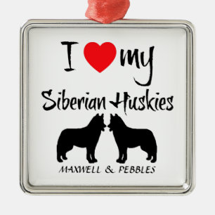 Custom I Liebe My Sibirien Huskies Ornament Aus Metall