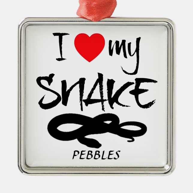 Custom I Liebe My Snake Silbernes Ornament (Vorne)