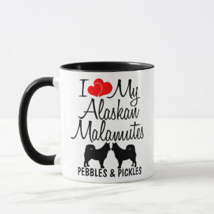Custom I Liebe My Two Alaskan Malamutes Tasse