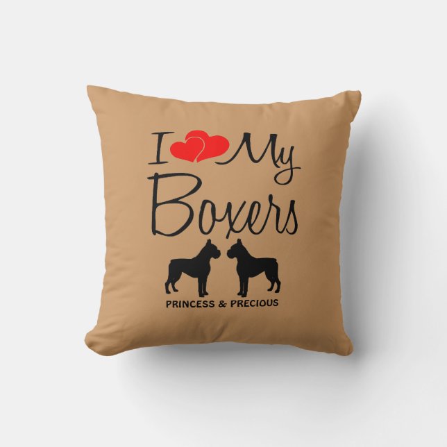 Custom I Liebe My Two Boxers Kissen (Vorderseite)