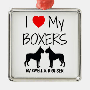 Custom I Liebe My Two Boxers Ornament Aus Metall