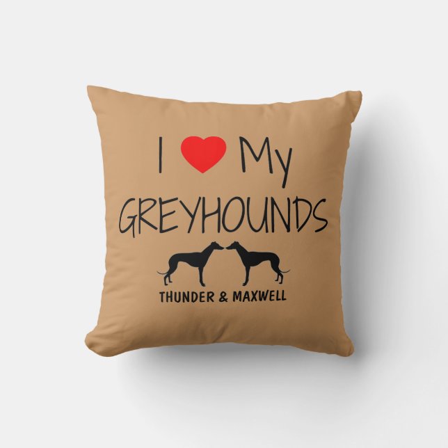 Custom I Liebe My Two Greyhounds Kissen (Vorderseite)