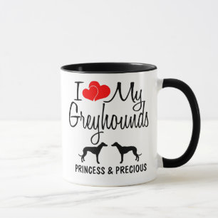 Custom I Liebe My Two Greyhounds Tasse