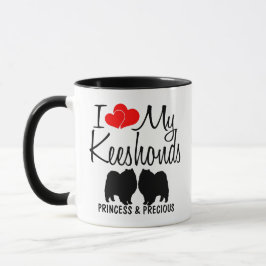 Custom I Liebe My Two Keeshond Hunde Tasse