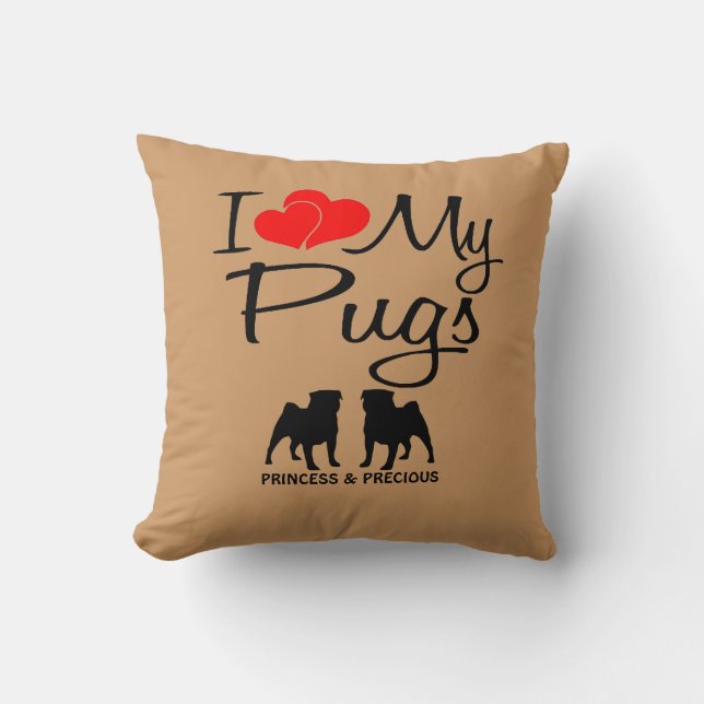 Custom I Liebe My Two Mops Kissen (Vorderseite)