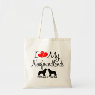 Custom I Liebe My Two Newfundlands Tragetasche