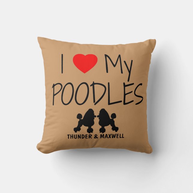 Custom I Liebe My Two Poodles Kissen (Vorderseite)