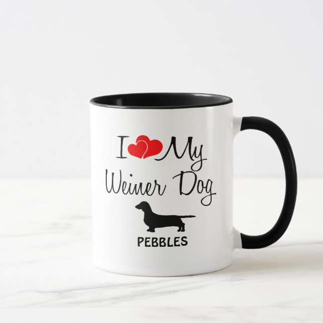 Custom I Liebe My Weiner Dog Tasse (Rechts)
