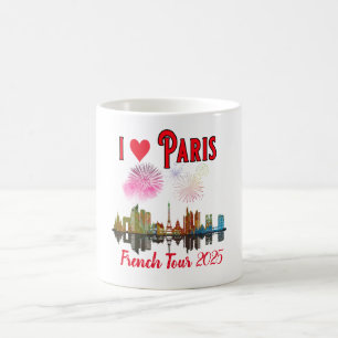 Custom I Liebe Paris bei Night Skyline Fireworks Kaffeetasse