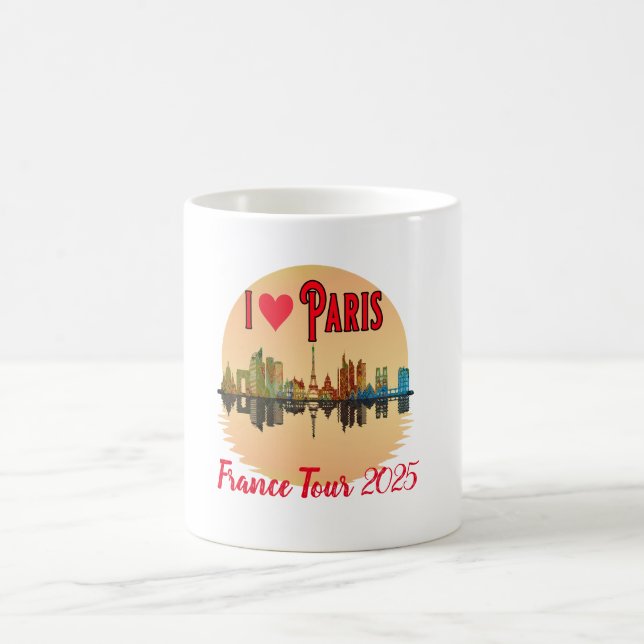 Custom I Liebe Paris Skyline Sunset Souvenir Kaffeetasse (Mittel)