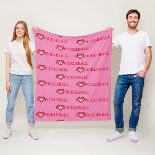 Custom I Liebe Pickleball Heart Pink Fleecedecke