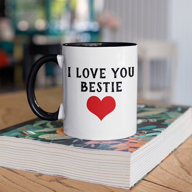 Custom I Liebe You Bestie Text Niedlich Red Heart Tasse (Von Creator hochgeladen)