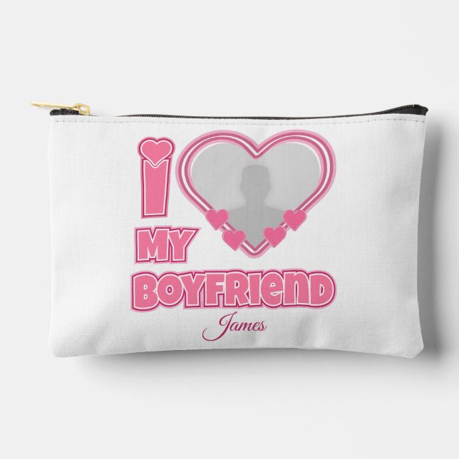 Custom I Love My Boyfriend – Add Photo & Name Zubehörtasche (Vorderseite)