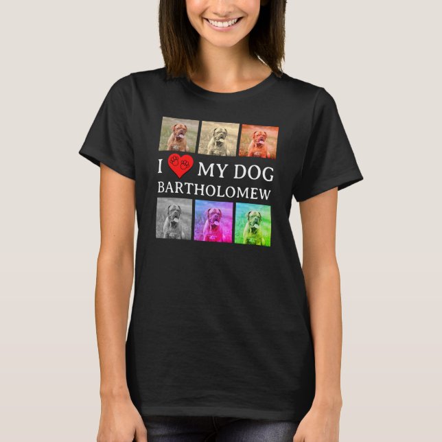 Custom I LOVE MY DOG Pop Art Pet Lover T-Shirt (Vorderseite)