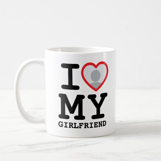 Custom I love my girlfriend photo text Kaffeetasse (Links)