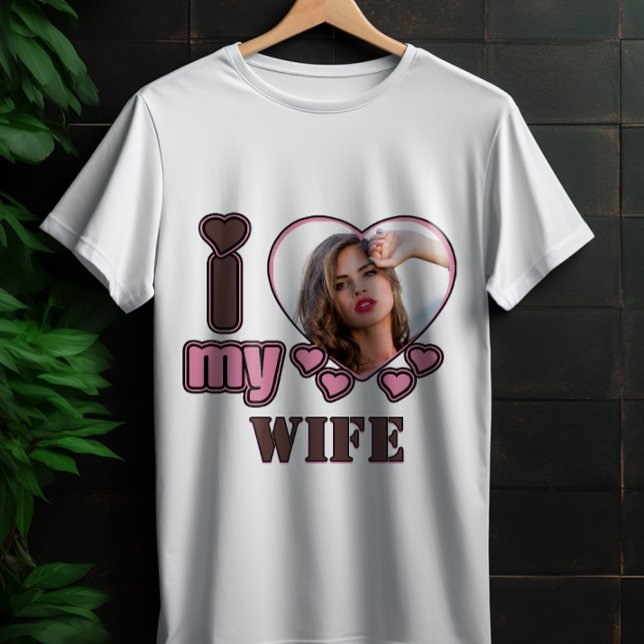 Custom I Love My Wife Photo Personalized heart T-Shirt (Von Creator hochgeladen)
