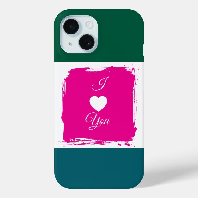 Custom “I Love You” Color Block Phone Case – Roman (Rückseite)