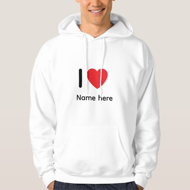 Custom I Love You Hoodie – Personalized Name Heart (Vorderseite)