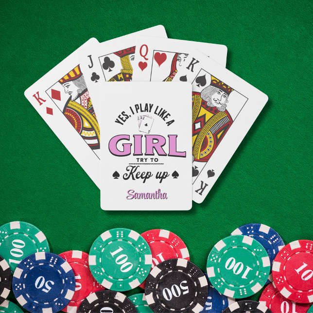 Custom "I Play like a Girl" Funny Quote pink Spielkarten (Von Creator hochgeladen)