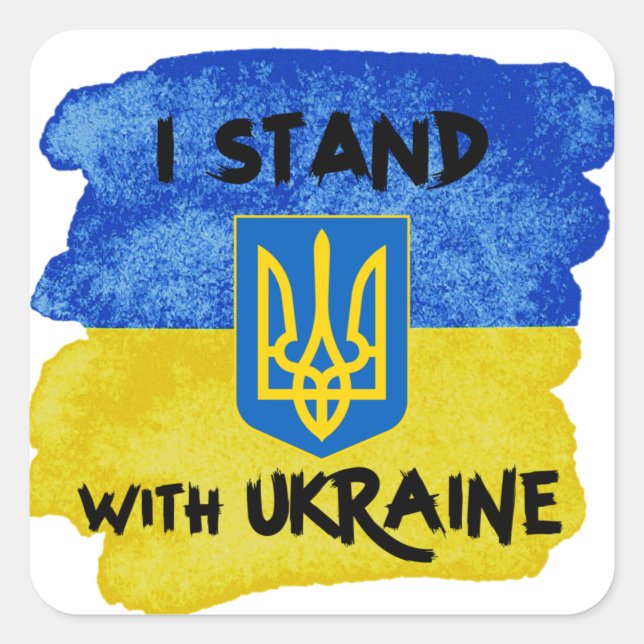 Custom I START MIT UKRAINE Unterstützung ukrainisc Quadratischer Aufkleber (Vorderseite)