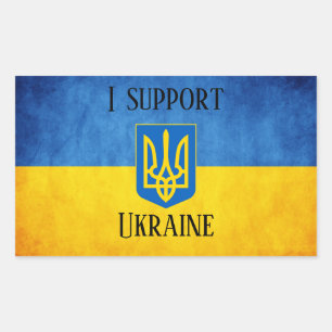 Custom I support Ukraine UKRAINIEN FLAG I standing Rechteckiger Aufkleber