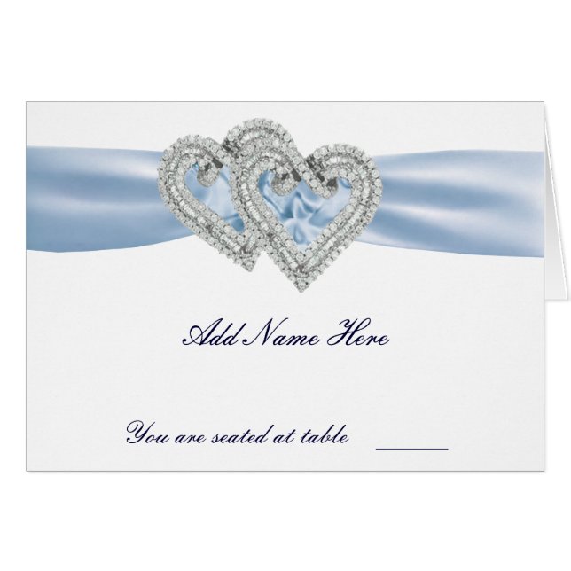 Custom Ice Blue Hearts Platzkarte (Vorderseite (Horizontal))