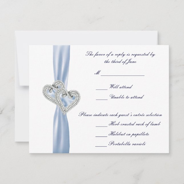 Custom Ice Blue Hearts Response Card RSVP Karte (Vorderseite)