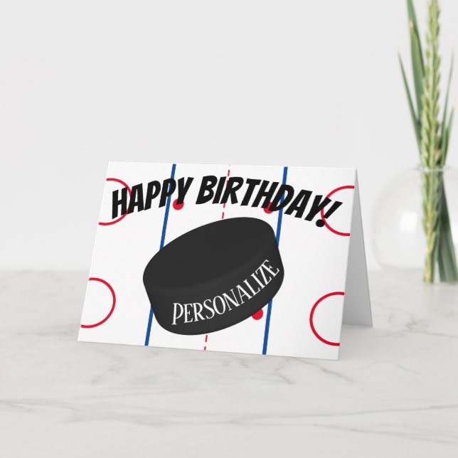 Custom Ice Hockey Personalisiert Name Geburtstag Karte (Vorderseite)