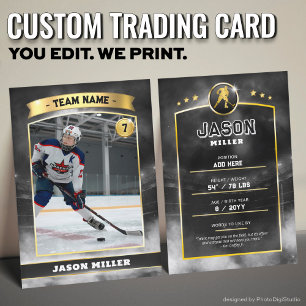 Custom Ice Hockey Trading Card Black Gold Stadium Telefonnummerkarte