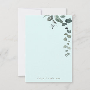 Custom Icy Blue Botanical Foliage Bridge Blank Dankeskarte