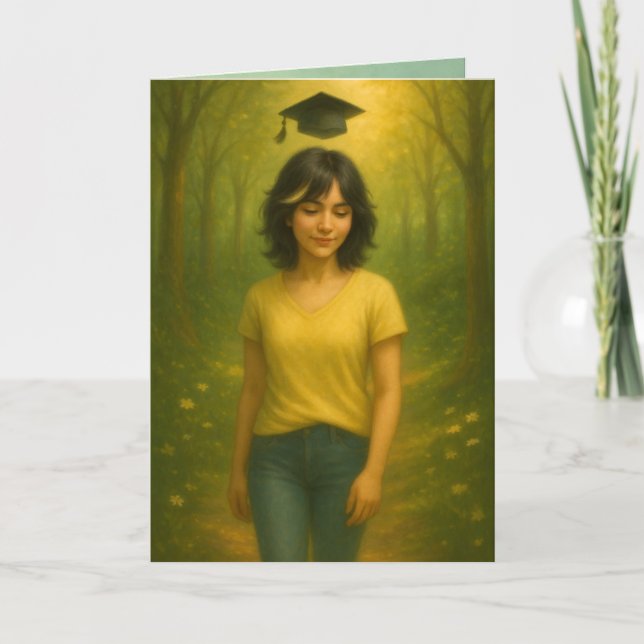 Custom Identity Abschluss Card Schwarzes Haar weib Dankeskarte (Vorderseite)