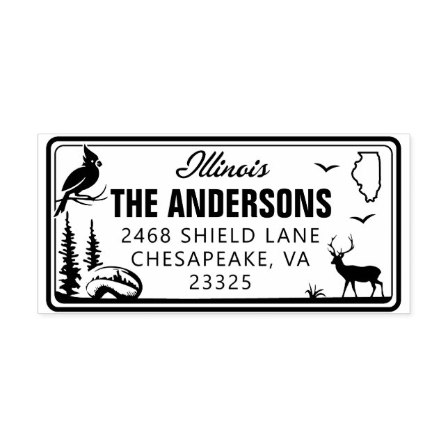 Custom Illinois License Plate Address Briefmarke Permastempel (Design)