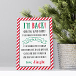 Custom I'm Back Christmas Elf Letter Fotoplatte<br><div class="desc">Personalisieren Sie das "Ich bin zurück!" Elf Brief mit dem Namen Ihres Kindes oder der Kinder und elfischer Name,  um diese Weihnachtsstradition stilvoll zu begrüßen. Die Farbe Rot und Grün ist festlich. Einfache Stilelemente zeigen Ihren Brief mit dem Einfach an. Benutze dieses Schild noch viele Jahre!</div>