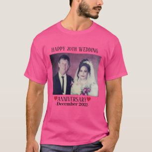 Custom Image Happy 20. Hochzeit Jahrestag Pink T-Shirt