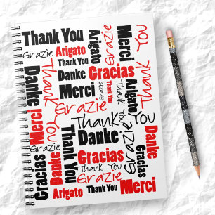 Custom Image Red Black Danke Word Cloud Notizblock