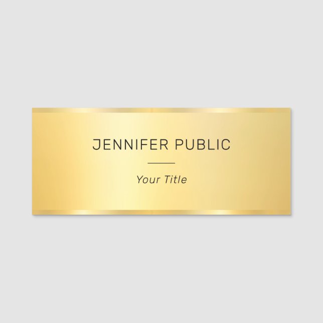 Custom Imitate Gold Moderne Mitarbeiter Elegant Namensschild (Vorderseite)