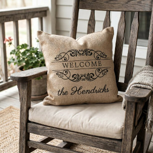 Custom Imitate Jute Vintag Stylish Trendy Willkomm Kissen