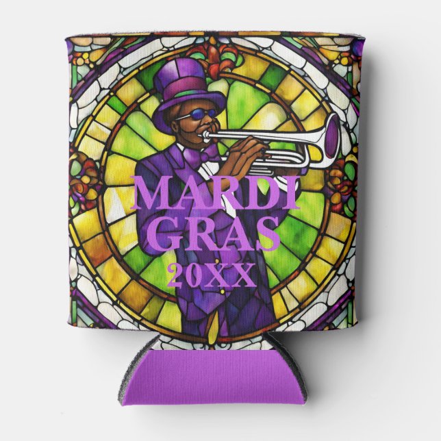 Custom Imitats gesteinigtes Glas Mardi Gras Jazz Dosenkühler (Vorderseite)