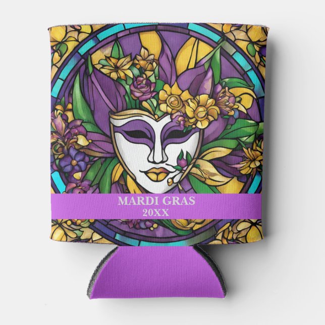 Custom Imitats gesteinigtes Glas Mardi Gras Jazz Dosenkühler (Vorderseite)