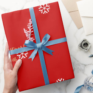 Custom Imitats Gold Script Weihnachten Rote Schnee Geschenkpapier