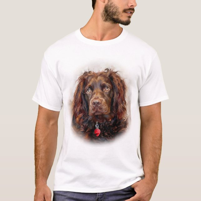 Custom Impressionist Boykin Spaniel Portrait T-Shirt (Vorderseite)