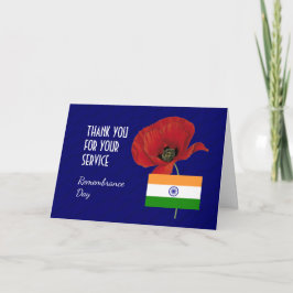 Custom INDIAN FLAG DAY Veterans Dankeskarte